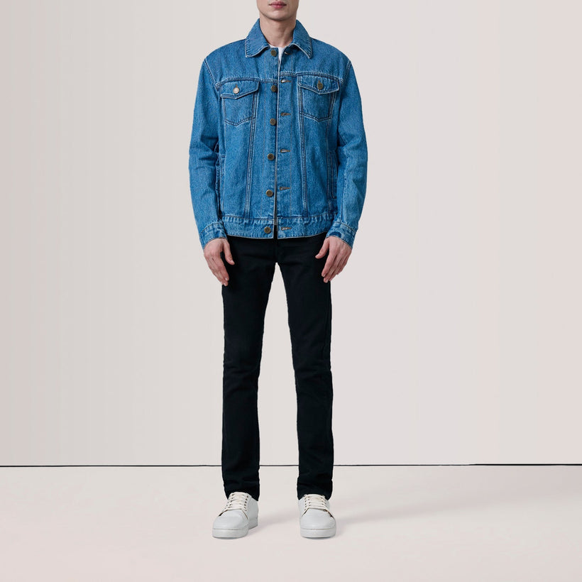 Conard Blue Denim Trucker Kurtka Skórzana Męska