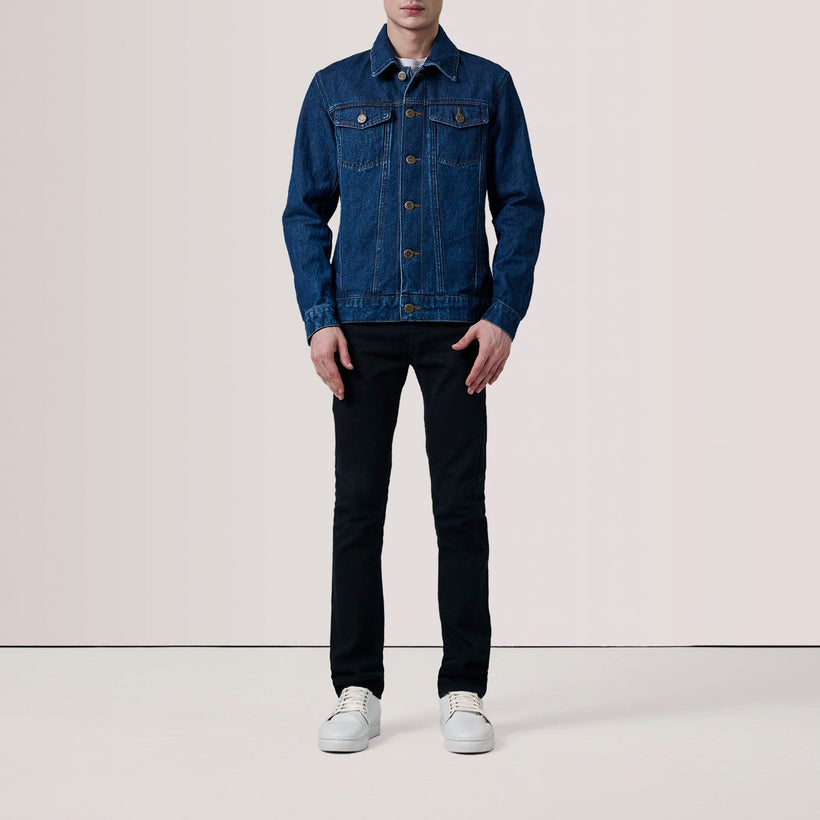 Conard Dark Blue Denim Trucker Kurtka Skórzana Męska
