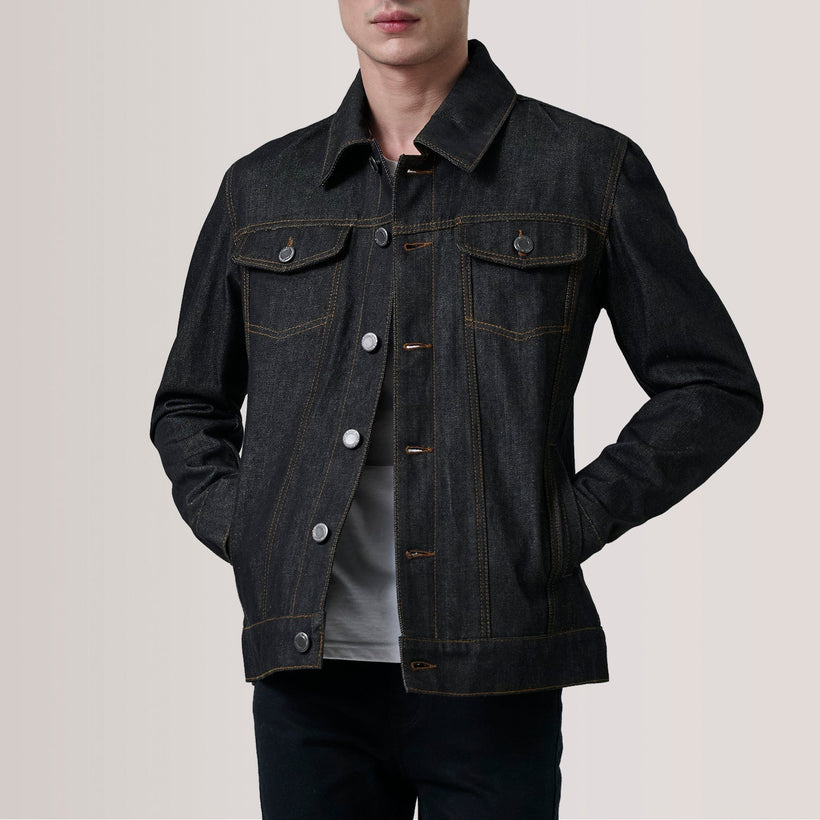 Conard Faded Czarna Denim Trucker Kurtka Skórzana Męska