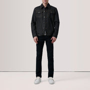 
Black Full-Grain leather Jacket - Widok z tyłu z dopasowanymi ramionami i czystym dołem