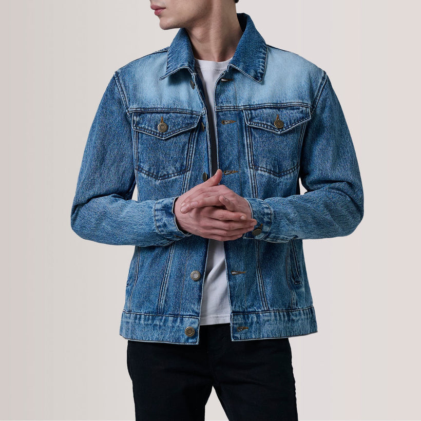Conard Ice Blue Denim Trucker Kurtka Skórzana Męska