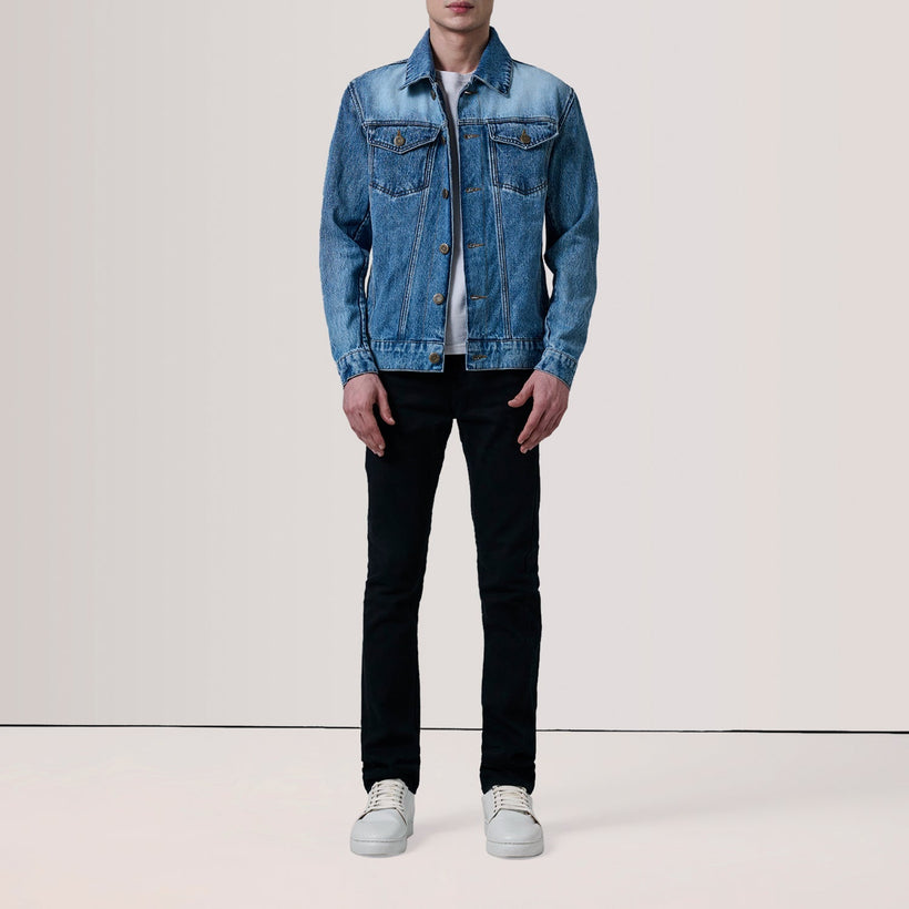 Conard Ice Blue Denim Trucker Kurtka Skórzana Męska