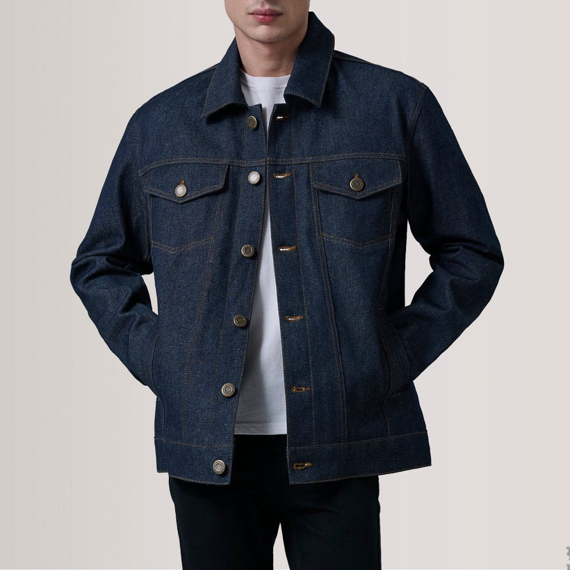 Conard Indigo Blue Denim Trucker Kurtka Skórzana Męska