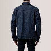 
Szczegółowe zbliżenie of Classic Collar & Heavy-Duty Zipper Hardware on Conard Ash Grey Denim Trucker Jacket For Men