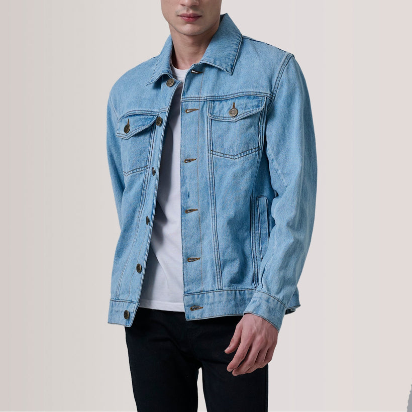 Conard Light Blue Denim Trucker Kurtka Skórzana Męska