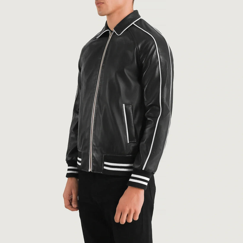 Cooper Czarna Leather Varsity Kurtka Skórzana Męska