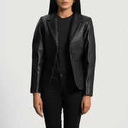 
Black Sheepskin leather Blazer - Widok z tyłu z dopasowanymi ramionami i czystym dołem