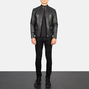 
Damian Grey Suede Biker Jacket - Widok z boku z ergonomicznym krojem rękawa