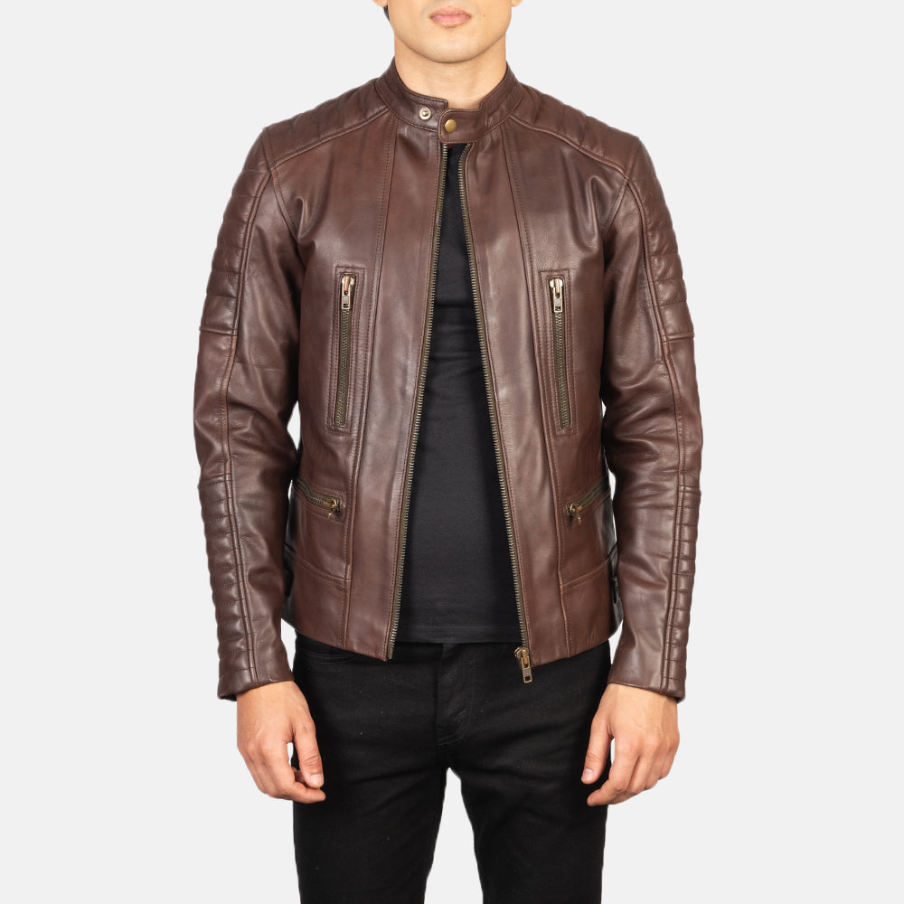 
Rzemieślnicze wykończenie dołu na Damian Grey Suede Biker Jacket