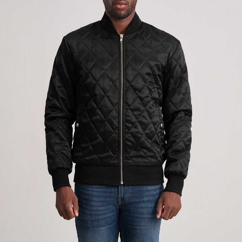 Danson Quilted Czarna Varsity Kurtka Skórzana Męska