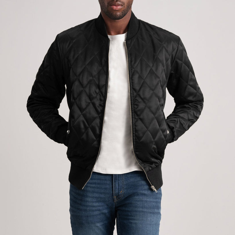 Danson Quilted Czarna Varsity Kurtka Skórzana Męska