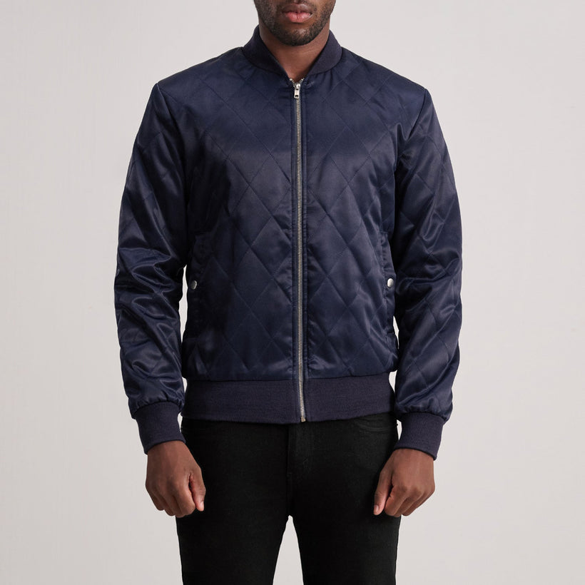 Danson Quilted Blue Varsity Kurtka Skórzana Męska
