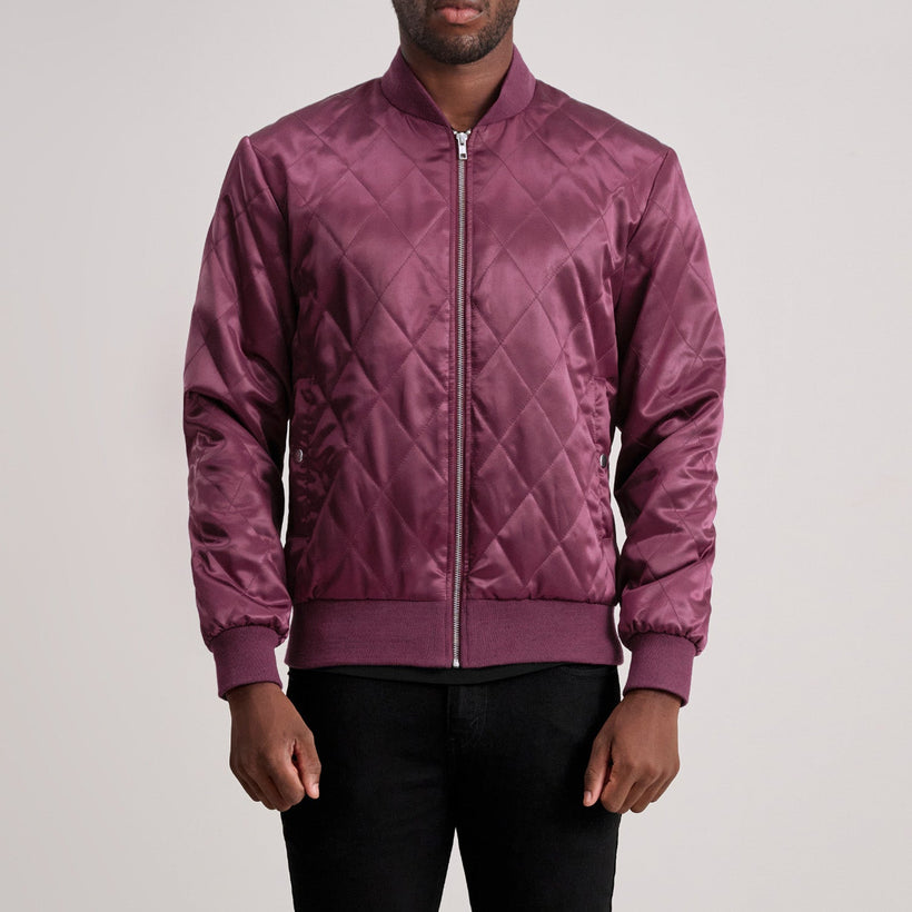 Danson Quilted Maroon Varsity Kurtka Skórzana Męska