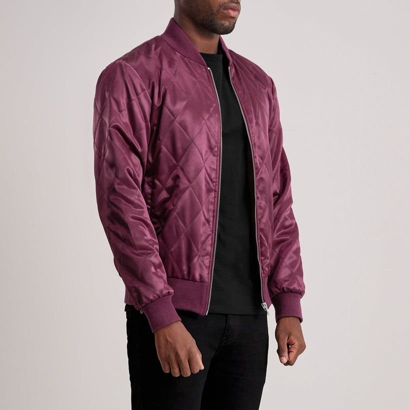 Danson Quilted Maroon Varsity Kurtka Skórzana Męska