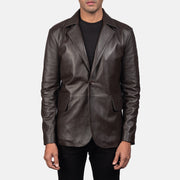 Daron Brązowa Skórzana Marynarka Męska in Brown Sheepskin Leather - Front Profile View &amp; Tailored Silhouette | Buy Online