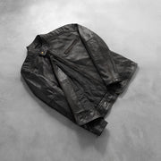 Styled Fit Perspective of Dean Czarna Skórzana Ramoneska Męska on Model - Natural Daylight Drape