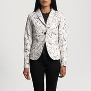 
Donna Blake White Skórzana Marynarka Damska in White Sheepskin Dip &Amp; Dye - Widok z przodu i dopasowana sylwetka | Kup online w oficjalnym sklepie