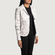 
White Sheepskin Dip &Amp; Dye Leather Blazer - Widok z tyłu z dopasowanymi ramionami i czystym dołem