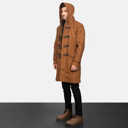 Khaki Synthetic Wool Trench Coat - Back View Showing Tailored Shoulder Fit &amp; Clean Hemline