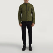 Elliot Green Lightweight Kurtka Skórzana Męska - Lateral Side Profile View Showing Sleeve Cut &amp; Athletic Taper Fit