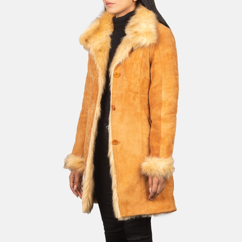 Erica Shearling Skórzany Płaszcz Damska