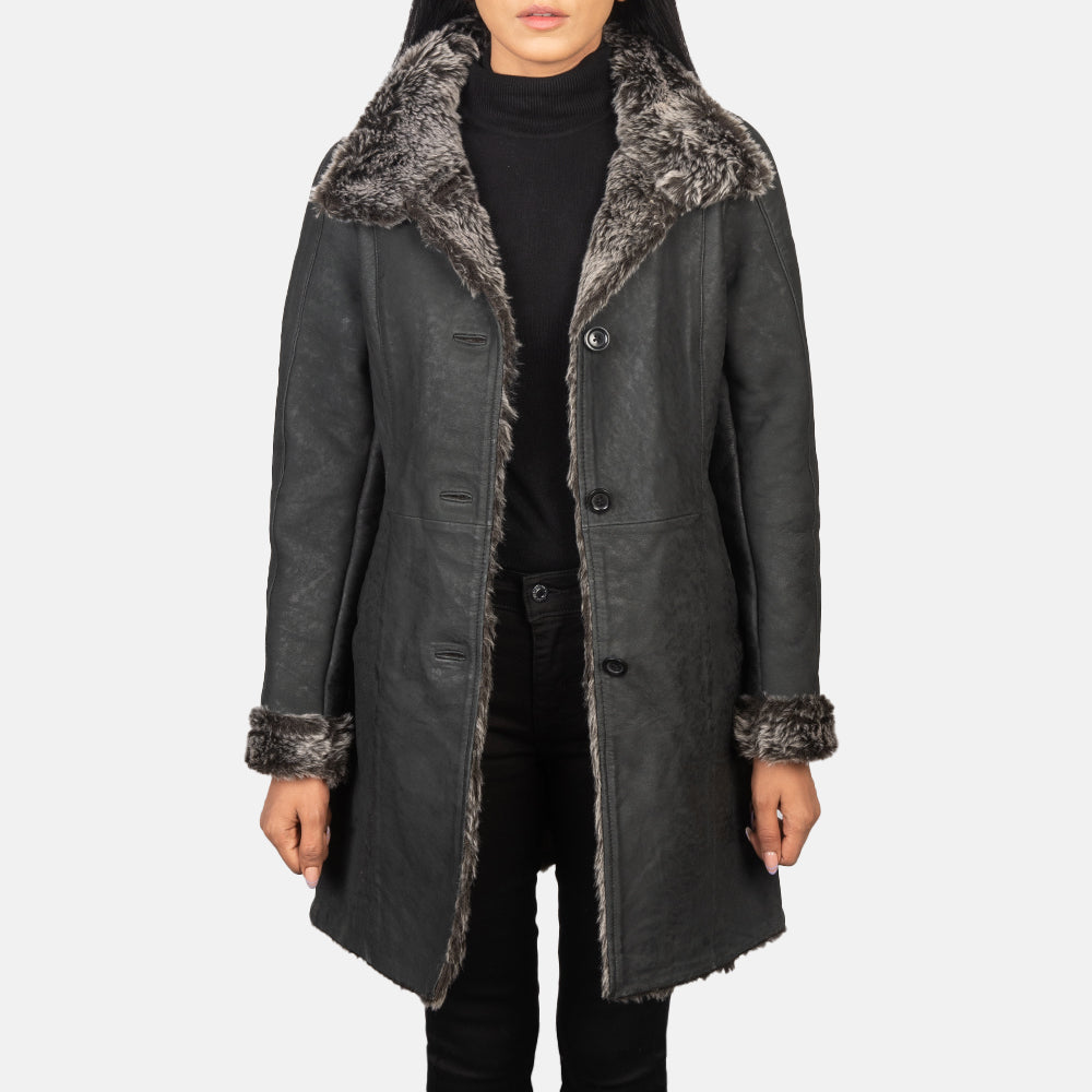 
Erica Shearling Skórzany Płaszcz Damska – alternate product view 1