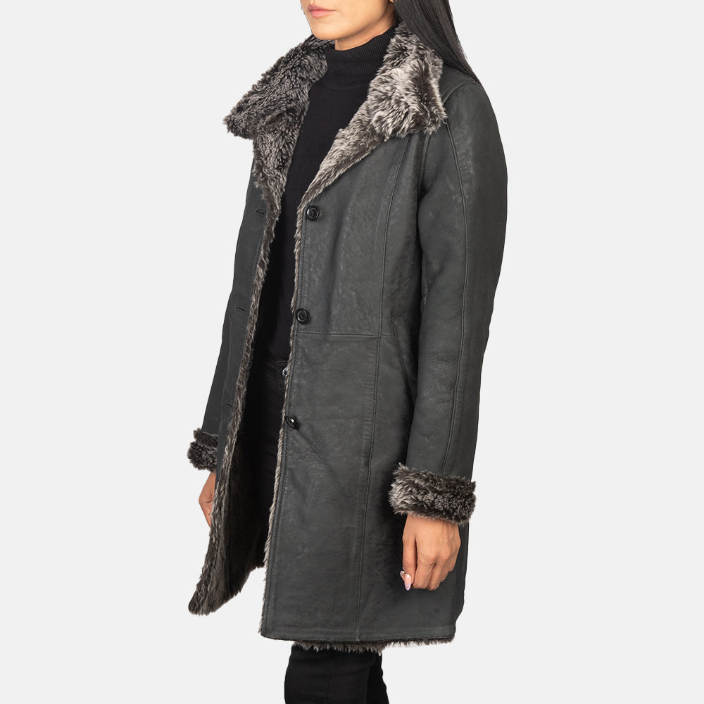 
Erica Shearling Skórzany Płaszcz Damska – alternate product view 2