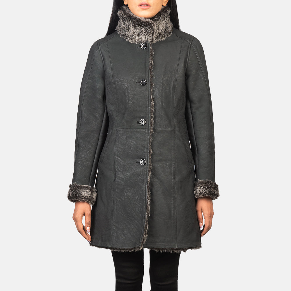 
Erica Shearling Skórzany Płaszcz Damska – alternate product view 3