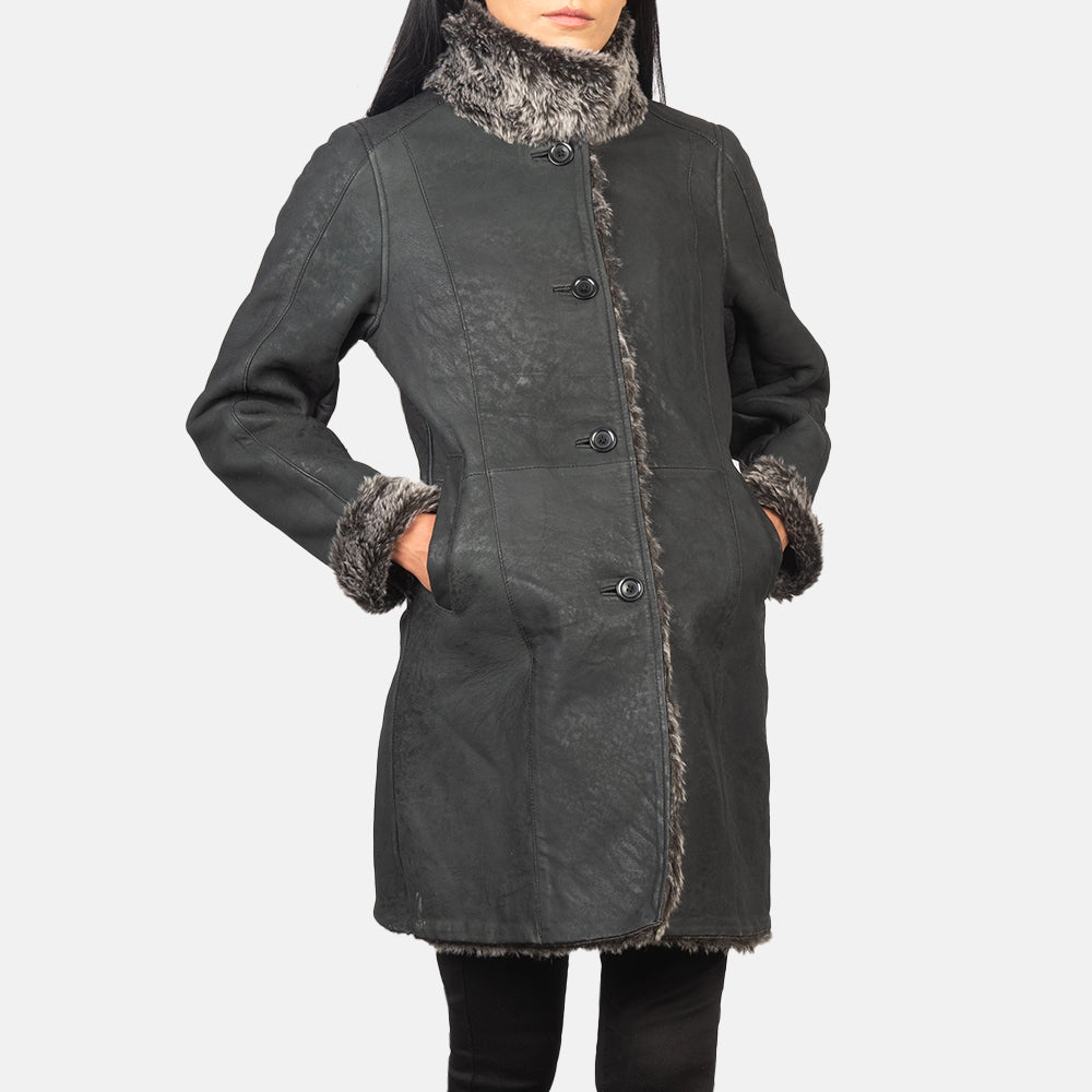 
Erica Shearling Skórzany Płaszcz Damska – alternate product view 6