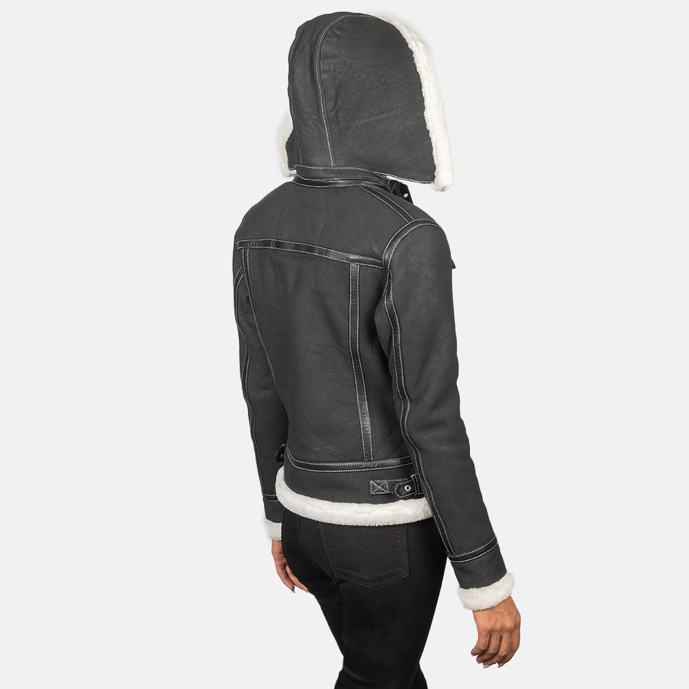 Fiona Hooded Kożuch Skórzany Damska – alternate product view 5