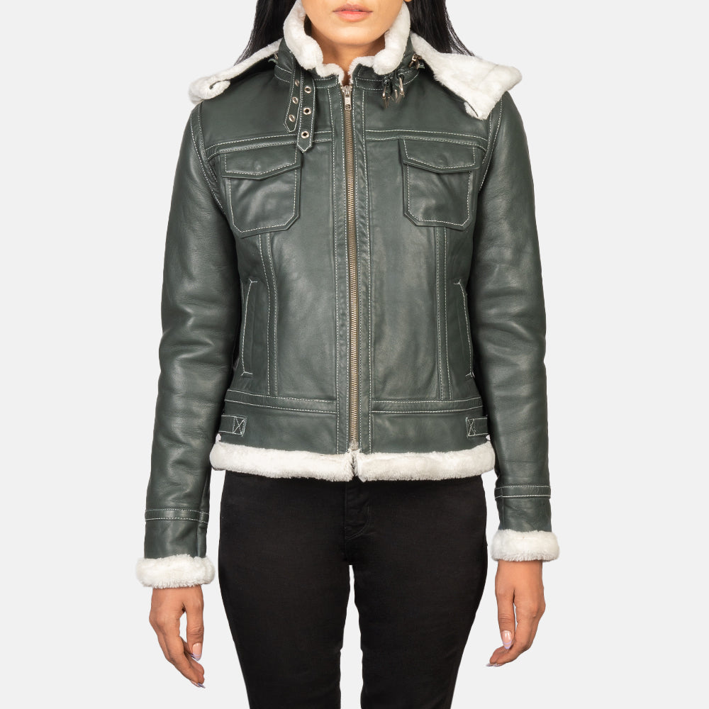 Fiona Hooded Kożuch Skórzany Damska – alternate product view 1
