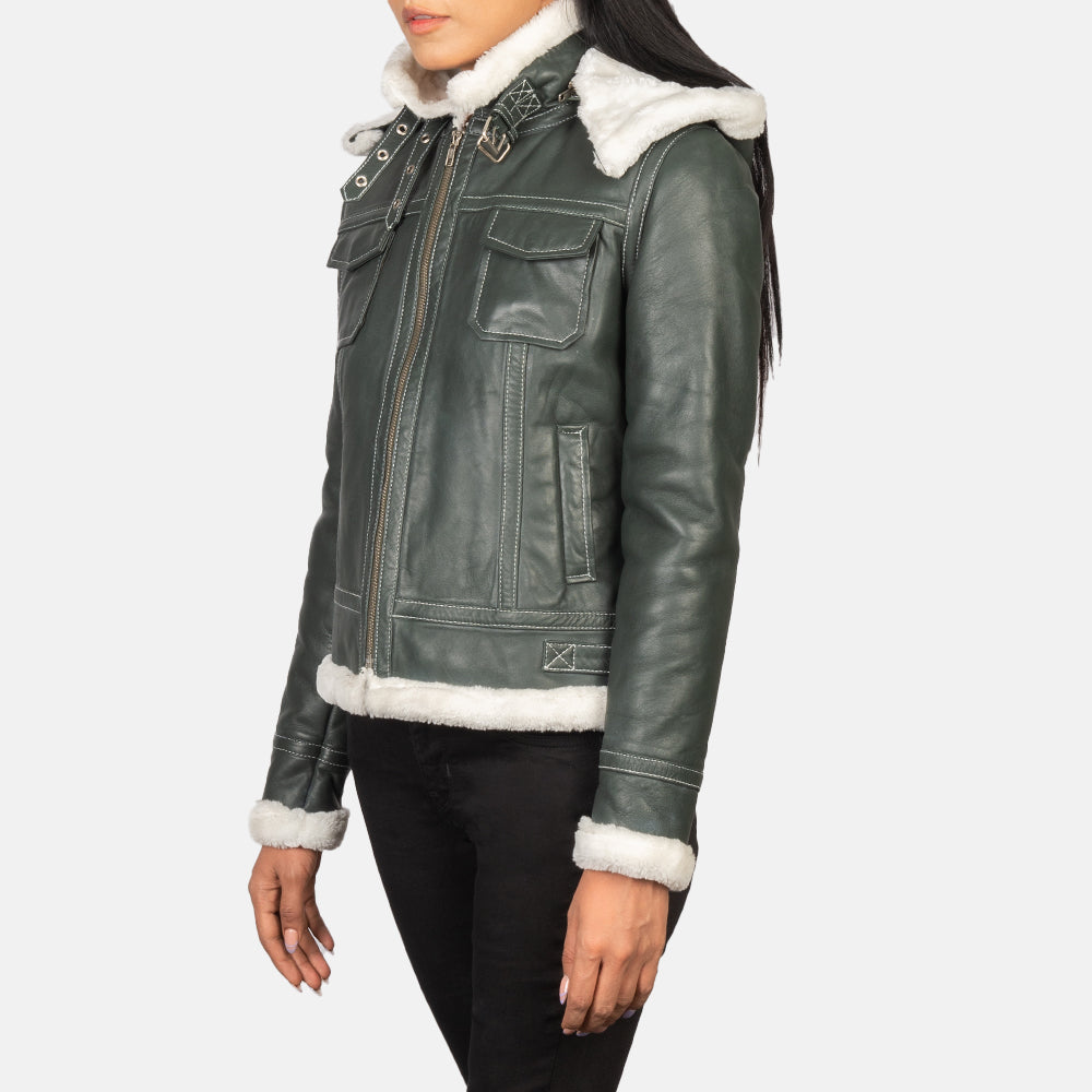 Fiona Hooded Kożuch Skórzany Damska – alternate product view 3