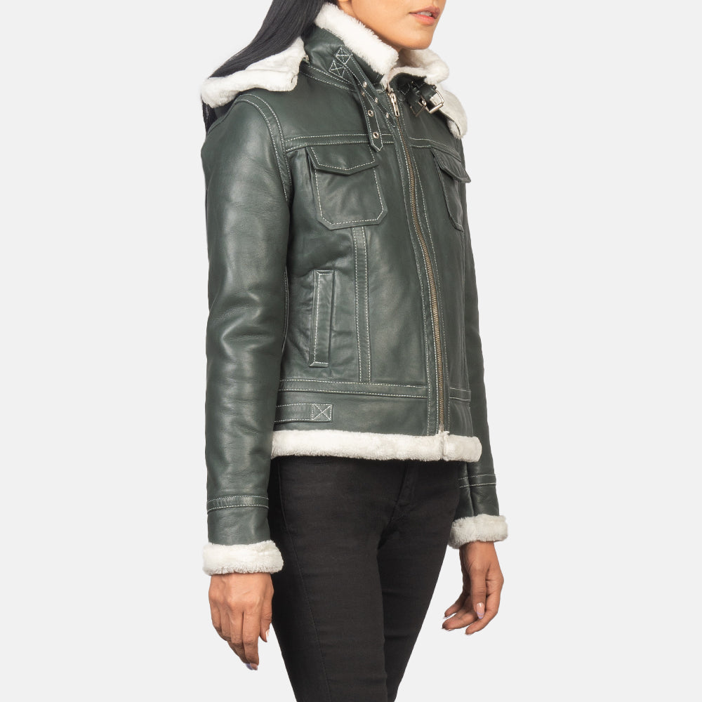 Fiona Hooded Kożuch Skórzany Damska – alternate product view 4