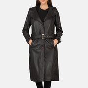 
Fixon Hooded Brązowy Skórzany Trencz Damska in Brown Sheepskin Leather - Widok z przodu i dopasowana sylwetka | Kup online w oficjalnym sklepie