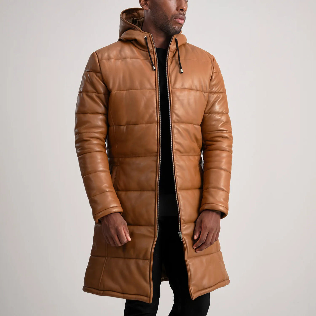 
Floyd Skórzany Płaszcz Jasnobrązowy Puffer Kurtka Skórzana Męska – alternate product view 1