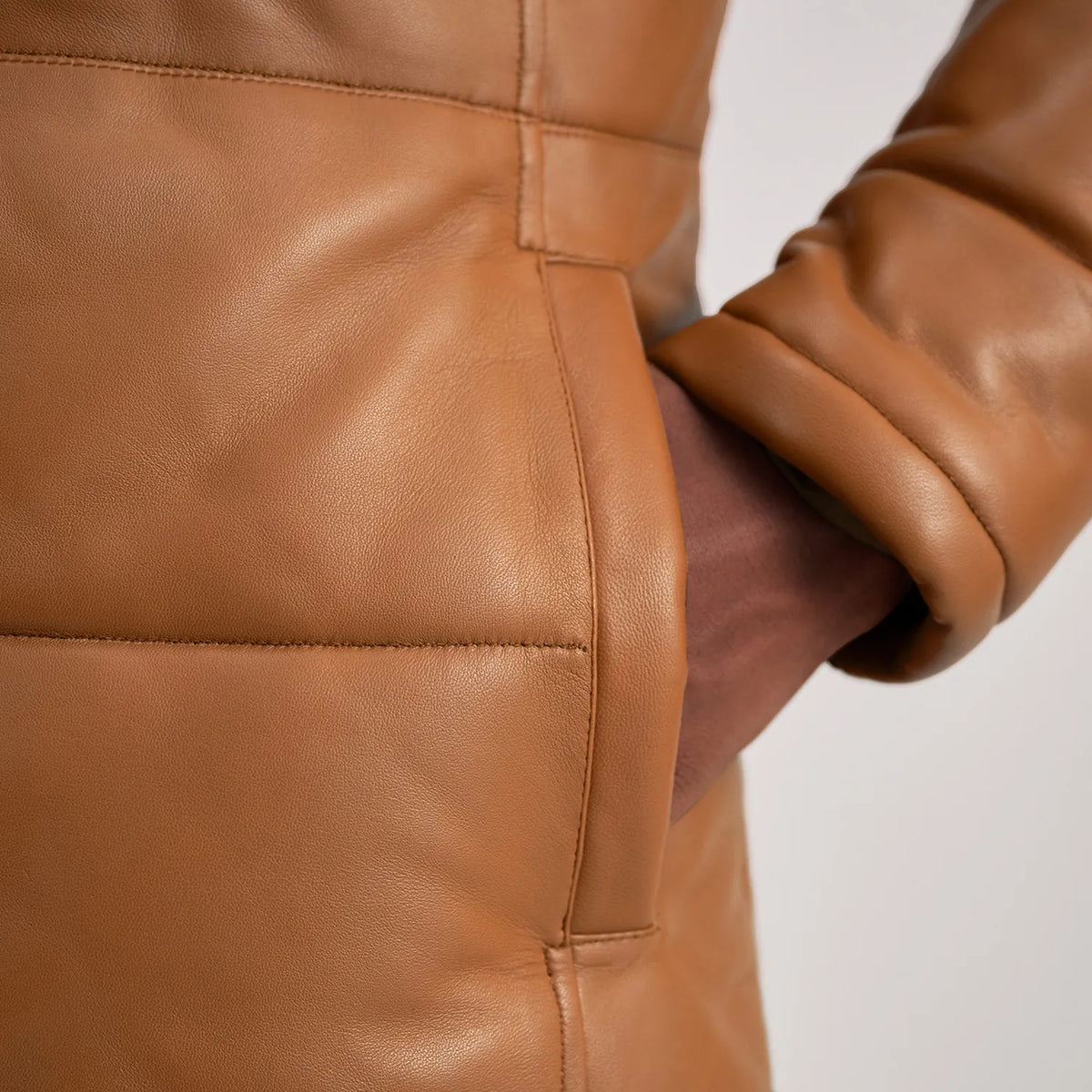 
Floyd Skórzany Płaszcz Jasnobrązowy Puffer Kurtka Skórzana Męska – alternate product view 6