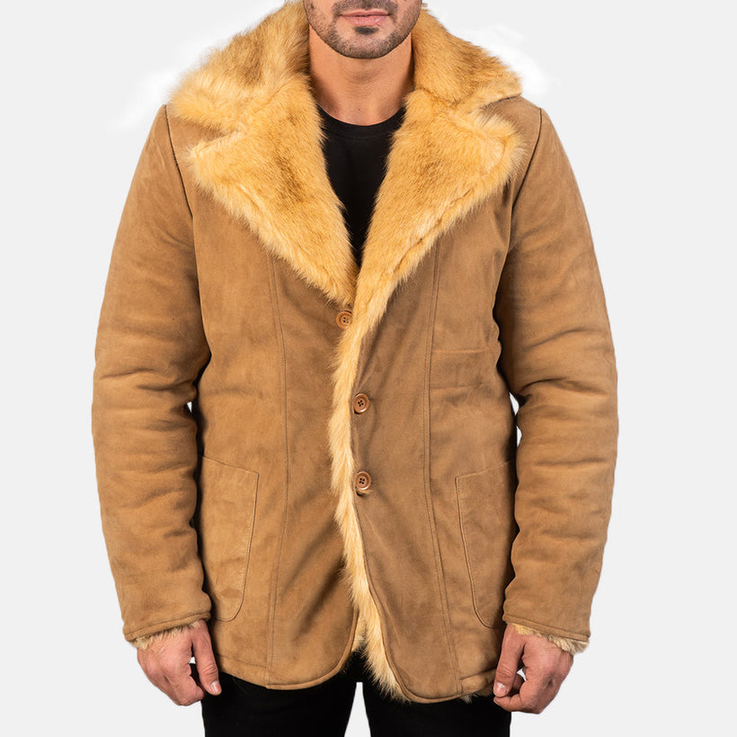 Furlong Skórzany Płaszcz Beige Skórzany Płaszcz Męska
