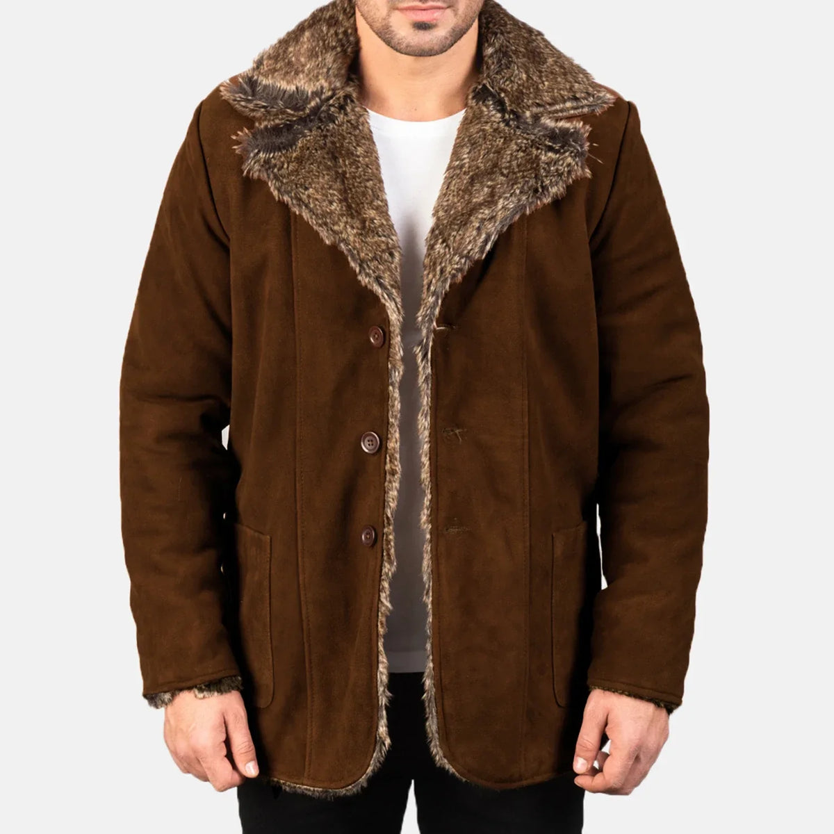 Furlong Skórzany Płaszcz Beige Skórzany Płaszcz Męska – alternate product view 1