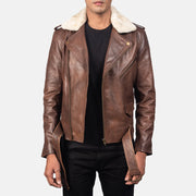 
Rzemieślnicze wykończenie dołu na Furton Black Leather Biker Jacket