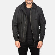 
Hanklin Ma-1 Black Hooded Bomber Jacket in Black Polyester - Widok z przodu i dopasowana sylwetka | Kup online w oficjalnym sklepie