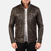Zipper &amp; Hem Craftsmanship Construction Detail on Hudson Black Leather Biker Jacket