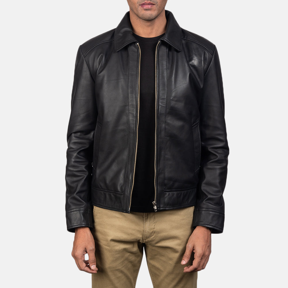 Men's Inferno Brązowa Kurtka Skórzana Męska in Distressed Brown Sheep Skin Burnishing - Front Profile View &amp; Tailored Silhouette | Buy Online
