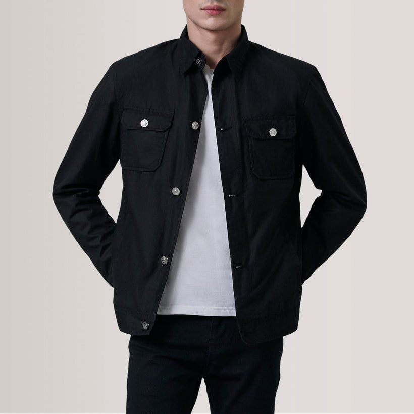 Irwin Czarna Waxed Canvas Field Kurtka Skórzana Męska