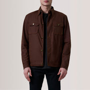 Irwin Brązowa Waxed Canvas Field Kurtka Skórzana Męska For Men in Brown Waxed Cotton Canvas - Front Profile View &amp; Tailored Silhouette | Buy Online