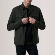 Irwin Olive Waxed Canvas Field Kurtka Skórzana Męska For Men in Olive Waxed Cotton Canvas - Front Profile View &amp; Tailored Silhouette | Buy Online