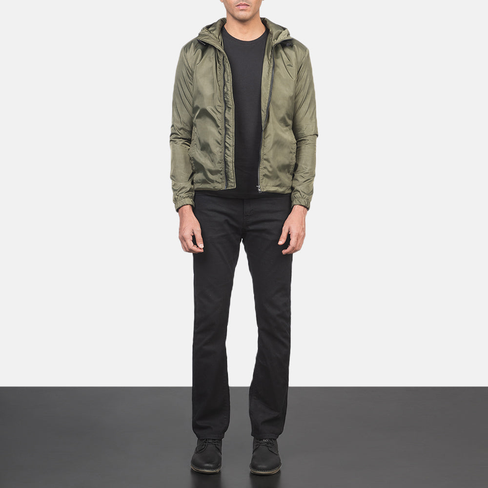 Jimmy Green Hooded Windbreaker Jacket - Widok z boku z ergonomicznym krojem rękawa