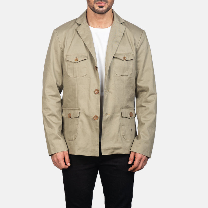 Kajetan Beige Safari Kurtka Skórzana Męska