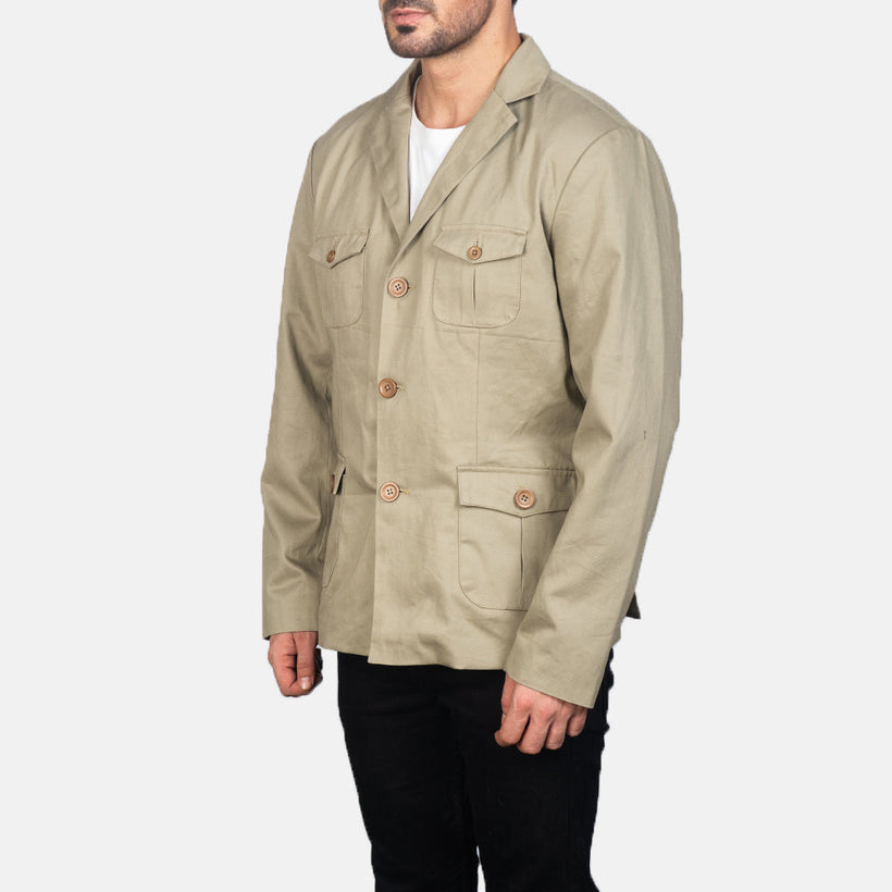 Kajetan Beige Safari Kurtka Skórzana Męska
