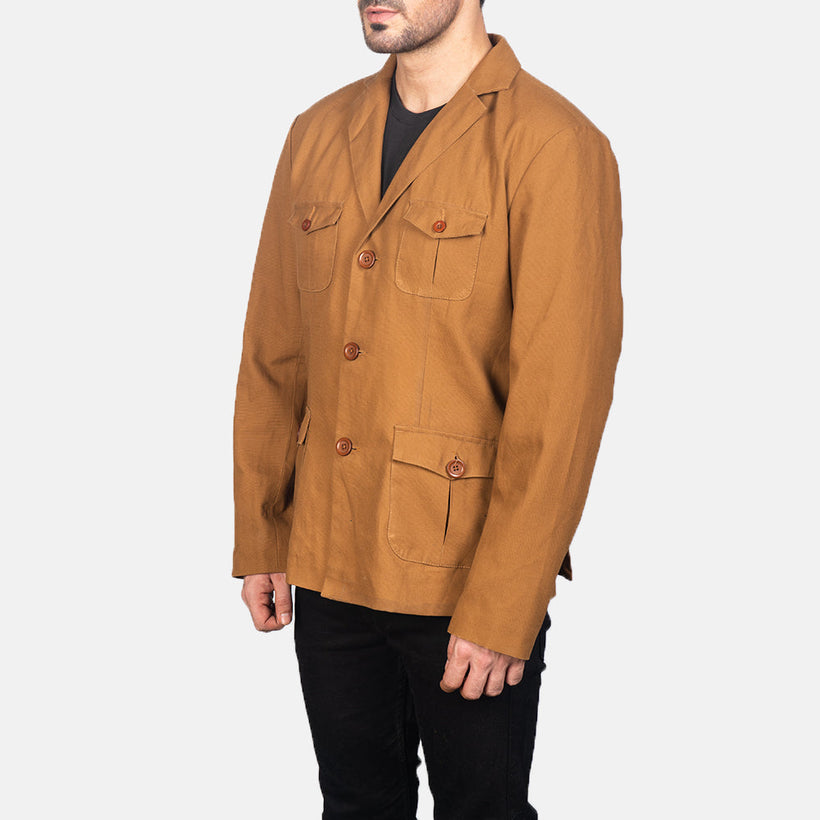 Kajetan Khaki Safari Kurtka Skórzana Męska