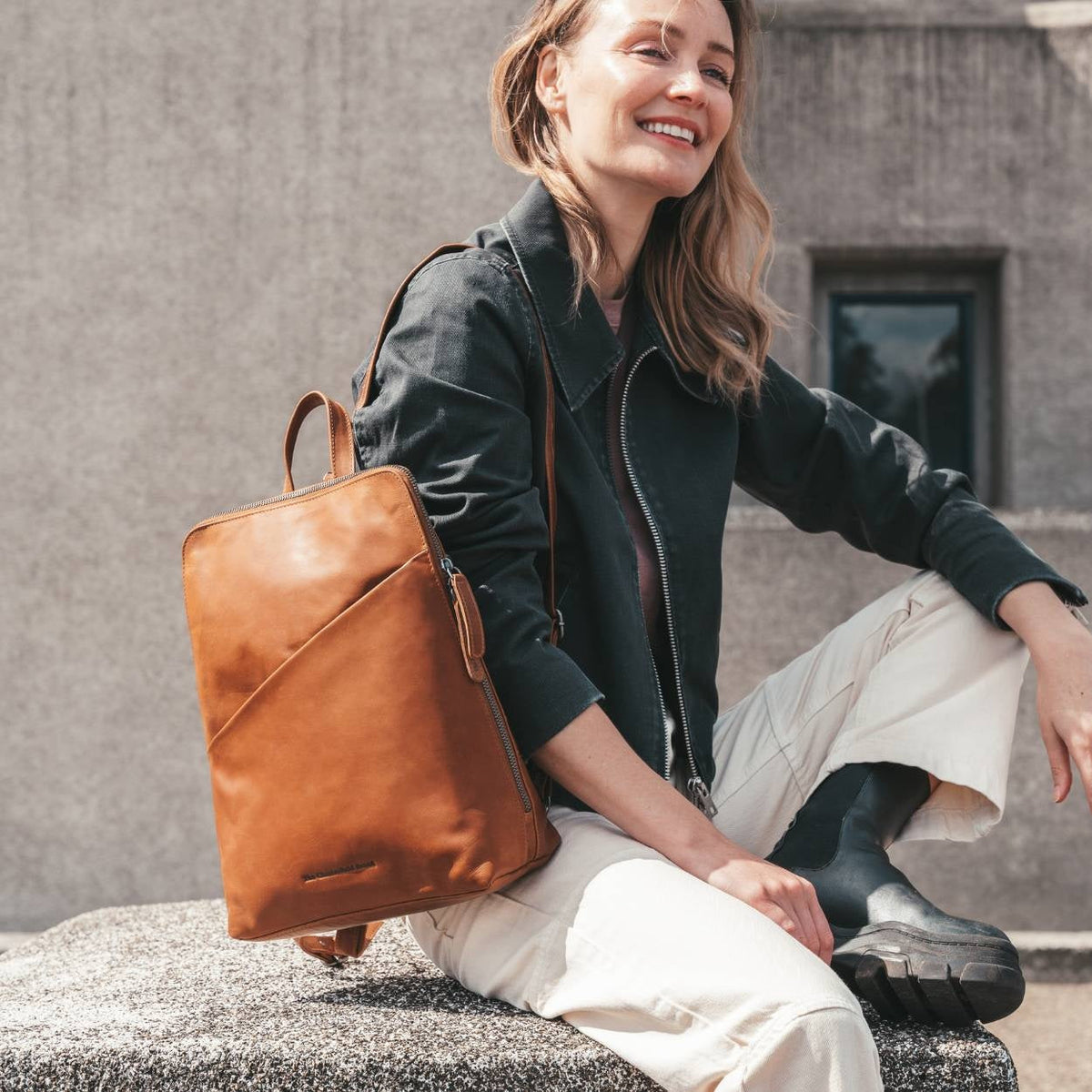 Amanda Full-Grain Leather Backpack Damska – alternate product view 3